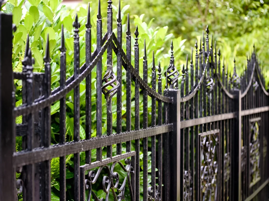 An image showing elegant wrought iron and aluminum fences.
