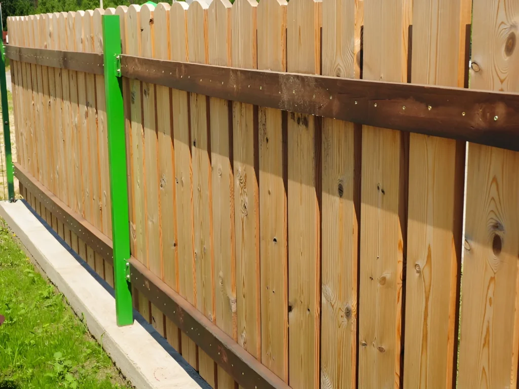 An image showing pressure-treated pine fencing.