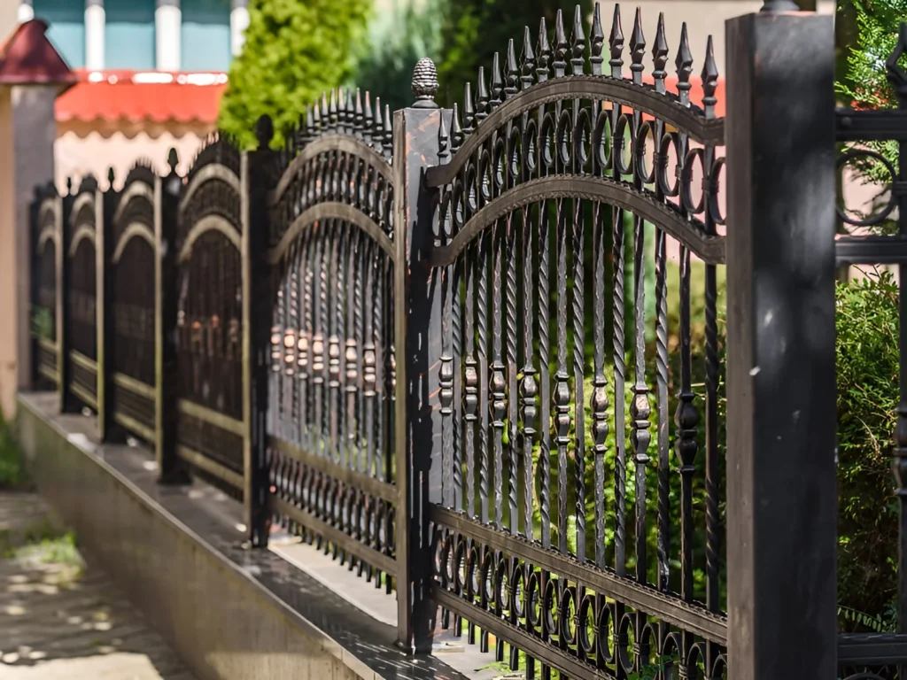 An image showing elegant wrought iron fence for home security.