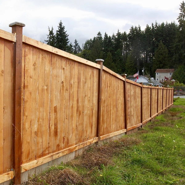 Image of a cedar wood fence in an Arizona yard.