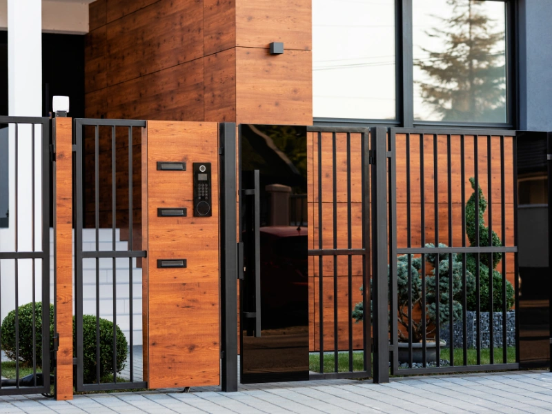 Image representing a fence color coordinated with a house exterior.