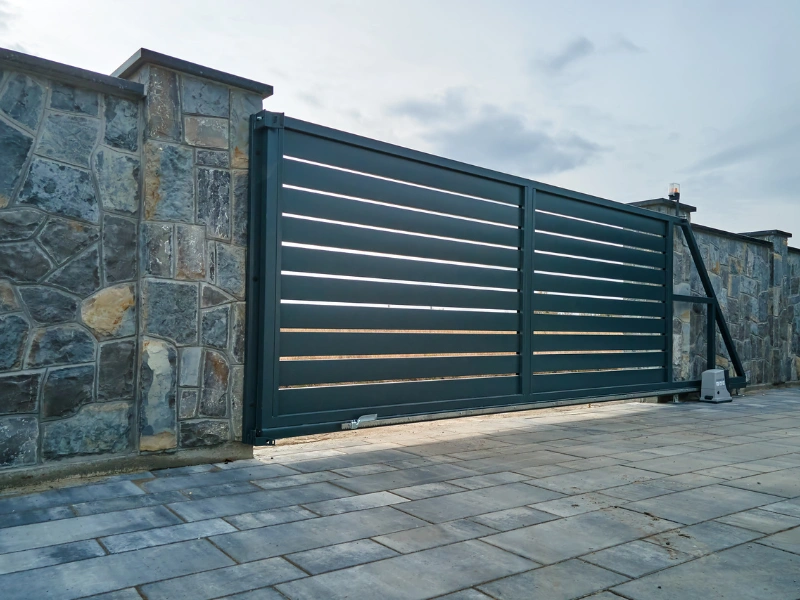 Image showing automated sliding gate installation.