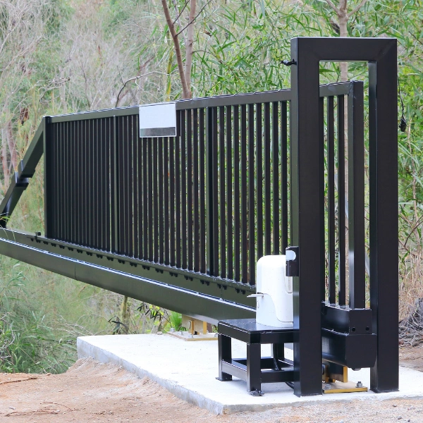 A commercial sliding automatic gate system installed on a Phoenix business property.