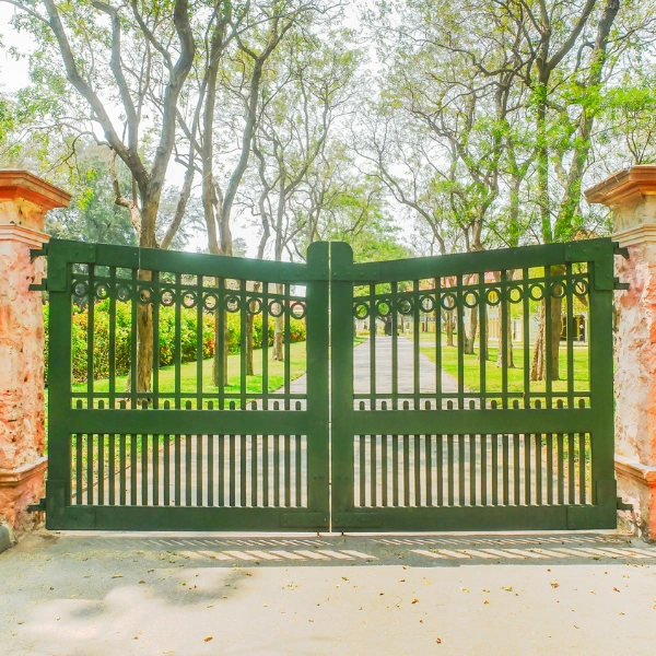 A custom wrought iron automatic driveway gate at a Paradise Valley estate.