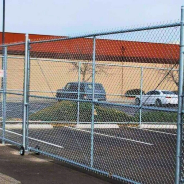 A galvanized chain link fence installed at a commercial property in Phoenix.